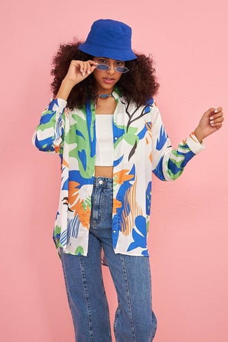 قميص نسائي منقوش الوان فاتحة مقاس موحد من Orfeoneg...