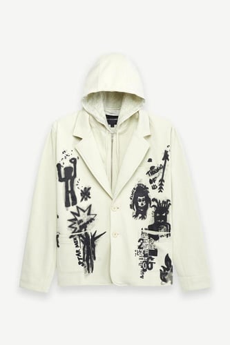 بليزر رجالي رمادي بغطاء رأس ورباط - Les Benjamins...