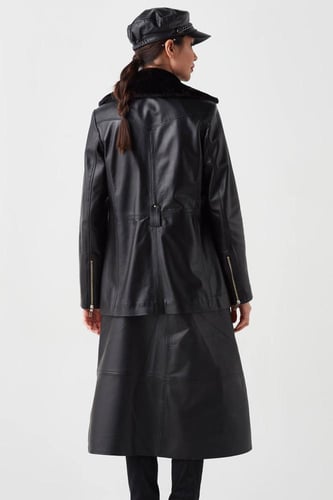 معطف واق من المطر من الجلد الطبيعي من DERIZA - أصل...