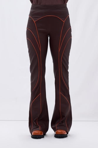 بنطال جلدي 101 – عنابي قديم – بخصر عالٍ متوسط الار...