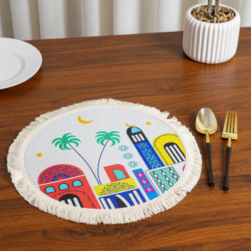 لباد صحون رمضاني - تصميم تراثي ملون - حماية ومقاوم...