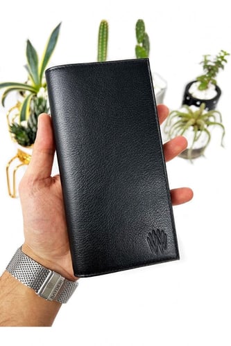 محفظة رجالي من الجلد الطبيعي مقاس 18.5*9.5 سم من B...