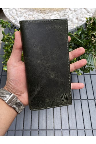 محفظة رجالي من الجلد الطبيعي مقاس 18.5*9.5 سم من B...