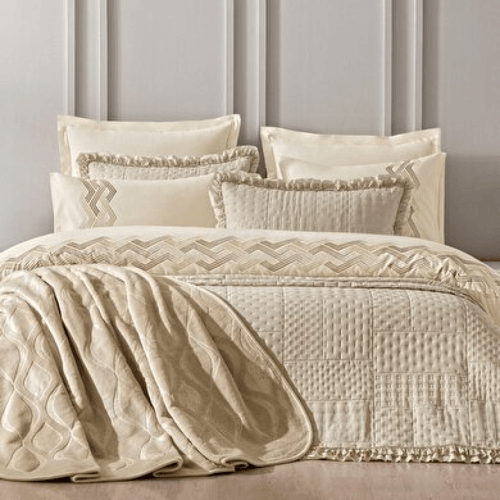 طقم مفرش عرايس مطرز - قطني ناعم - 6 قطع - Taç - تر...