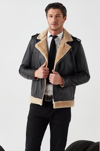 معطف جلد طبيعي للرجال من DERIZA - أصلي