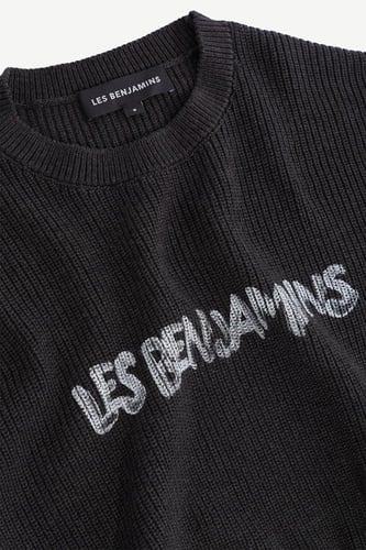 بلوفر رجالي - أسود - 100% قطن بأكمام طويلة وياقة د...