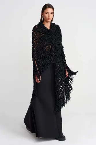 وشاح نسائي محبوك بنقشة مميزة - تصميم فني أنيق - قط...