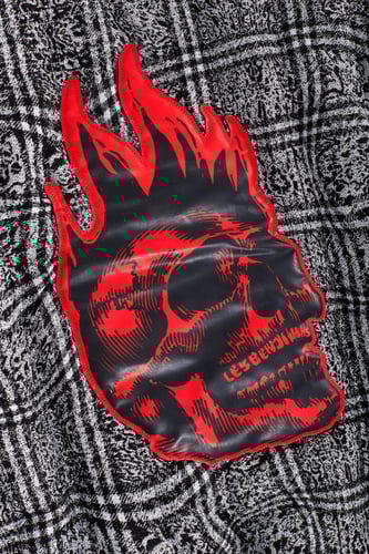 جيليت بدون أكمام - رمادي منقوش - رقبة V مخططة مع ط...