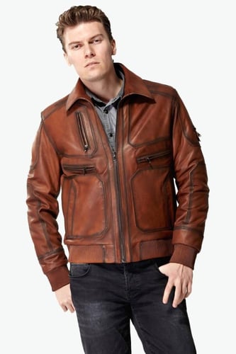 معطف جلد طبيعي رجالي من DERIZA - أصلي