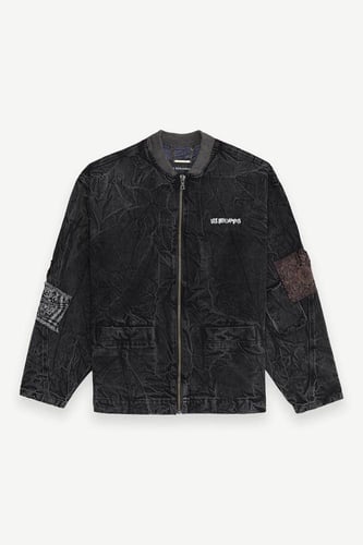 جاكيت بومبر رجالي قماش قطني فاخر بتفاصيل مطبوعة وس...