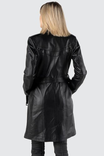 معطف جامي من الجلد الأسود من DERIZA - أصلي