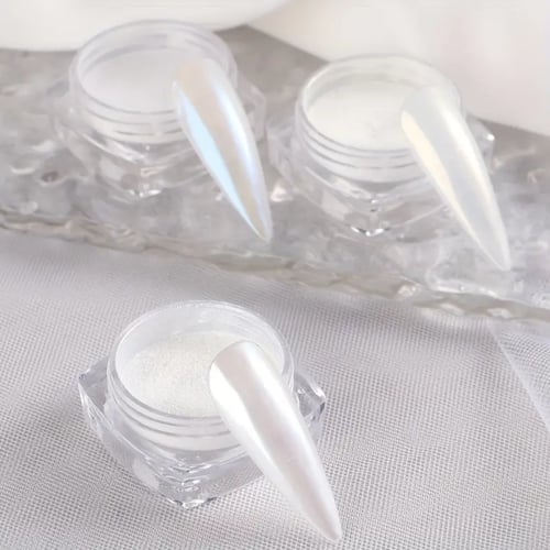 غبار بريق الأظافر الأبيض اللؤلؤي أورورا - قطعة- تأ...