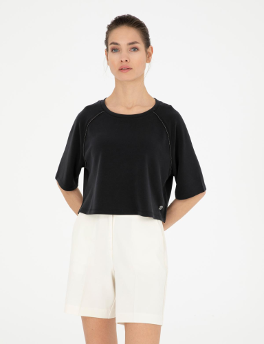 سويت شيرت نسائي – pierre cardin – قصة مريحة – مودال – أسود – S-XL – صنع في تركيا