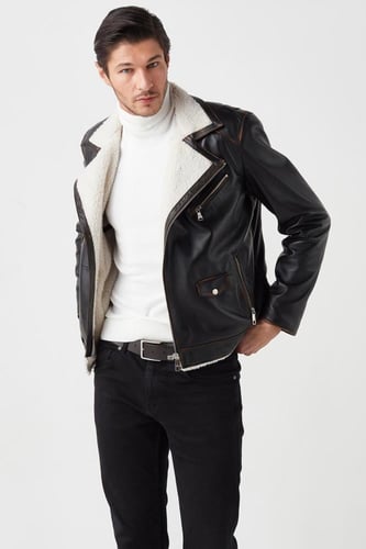 سترة جاك لراكبي الدراجات النارية من الجلد الطبيعي...