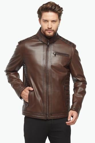 سترة جلدية مطلية بقصة ضيقة من DERIZA - أصلي