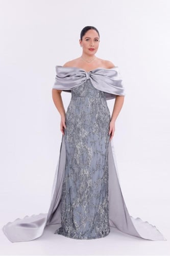 فستان سهرة ترتر بعباءة - إطلالة ملكية بذيل طويل -...