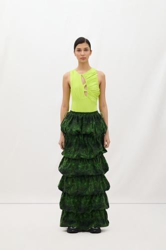 تنورة طويلة - حجر أخضر - بولي أميد بطبعة جرافيكية...