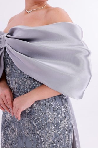 فستان سهرة ترتر بعباءة - إطلالة ملكية بذيل طويل -...