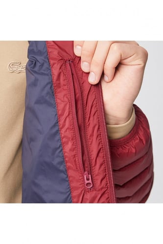 معطف رجالي أحمر مبطن ذو ياقة واقفة من Lacoste - أص...