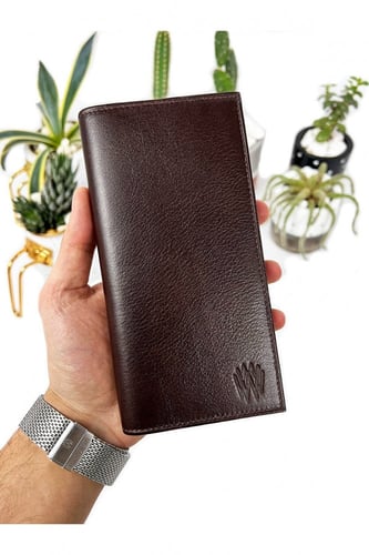 محفظة رجالي من الجلد الطبيعي مقاس 18.5*9.5 سم من B...