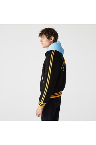 سويت شيرت رجالي اسود و اصفر بسحاب من Lacoste- أصلي