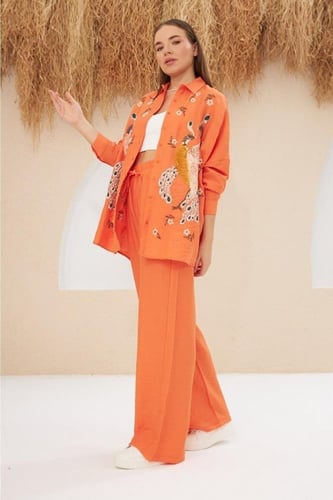 كيمونو نسائي مطبوع عليه ترتر ومطرز مقاس موحد من Or...