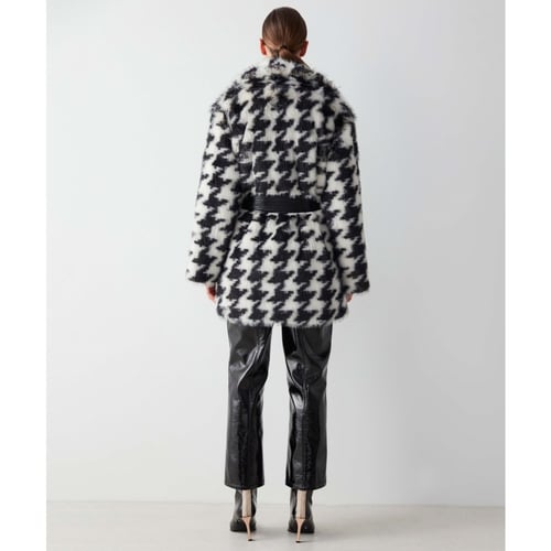 معطف فرو نسائي ابيض واسود IPEKYOL