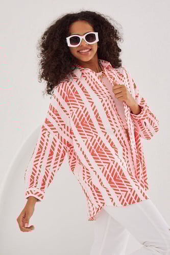 قميص نسائي مزركش سيمون و أبيض مقاس موحد من Orfeo n...