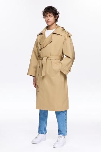 معطف واق من المطر بيج طويل قطني فاخر Les Benjamins...