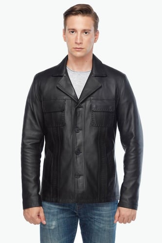 معطف جلد رجالي جلد طبيعي من DERIZA - أصلي