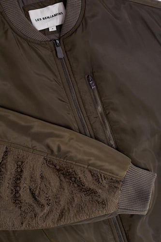 جاكيت بومبر رجالي - أخضر غامق - Les Benjamins - تر...