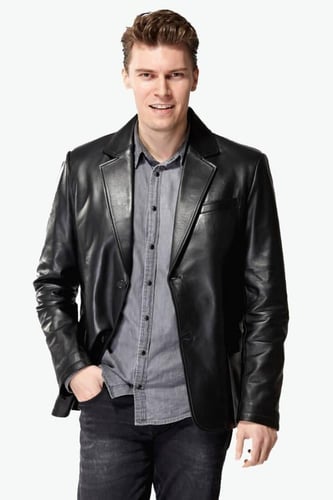 سترة غارميني الجلدية السوداء من DERIZA - أصلي