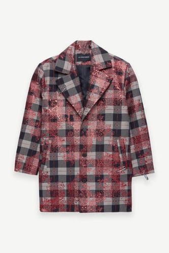 معطف طويل منقوش – دافئ وأنيق – جيوب جانبية وياقة م...