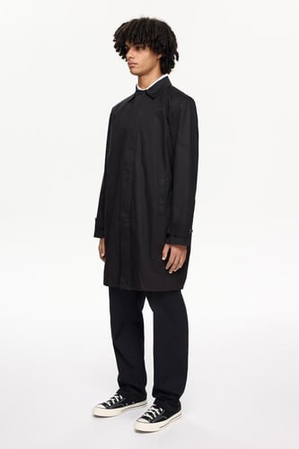 معطف مطر - أسود - ياقة مدببة وزر مخفي - Les Benjam...