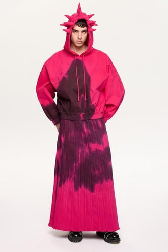 هودي رجالي وردي مريح بغطاء رأس وتفاصيل طباعة ليزر...