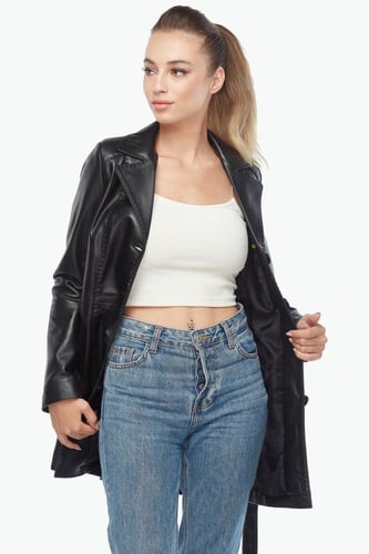 معطف جلد طبيعي للنساء من DERIZA - أصلي