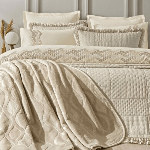 طقم مفرش عرايس مطرز - قطني ناعم - 6 قطع - Taç - تر...