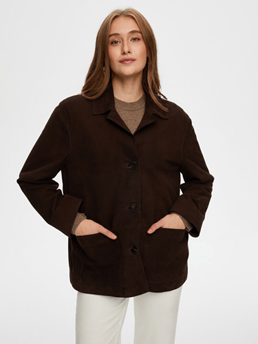 جاكيت من جلد الغزال الطبيعي - بني محروق - فخامة ال...