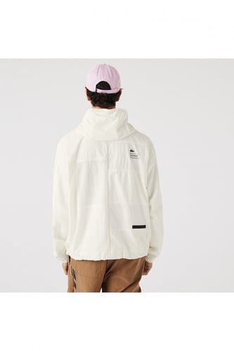 معطف رجالي أبيض بغطاء للرأس من Lacoste - أصلي