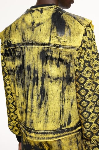 جاكيت بدون أكمام منقوش إغلاق بزر قطن ١٠٠٪ Les Benj...