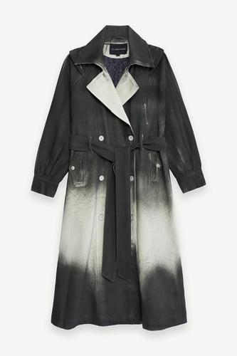 معطف ترنش طويل – رمادي – أكمام وحزام مفصل – تصميم...