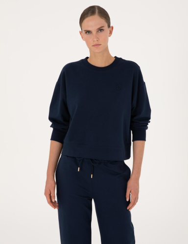 سويت شيرت نسائي – pierre cardin – قصة واسعة – قطن – كحلي – S-XL – صنع في تركيا
