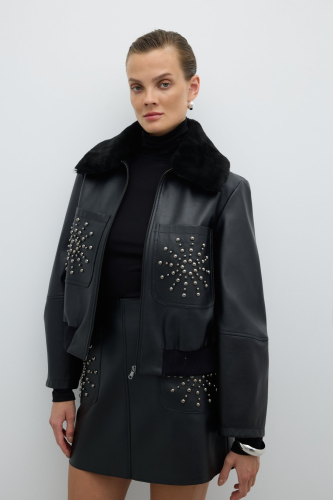 معطف تروك أسود – ياقة فرو قابلة للفصل – دفء وأناقة...