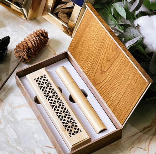مبخرة أعواد الموروكي مع بوكس خشبي أنيق