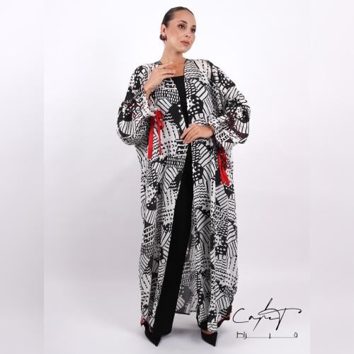 Red Ribbon Abaya