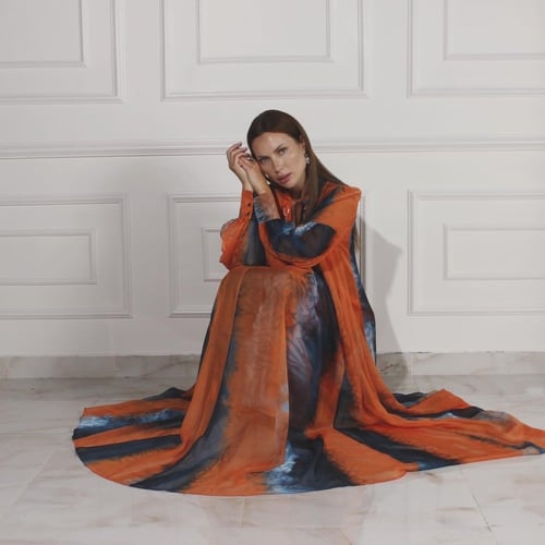 BiColored Dress in orange and blue