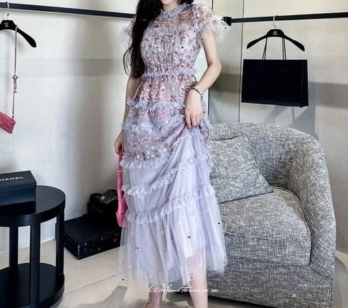 Embroidered Tulle Dress