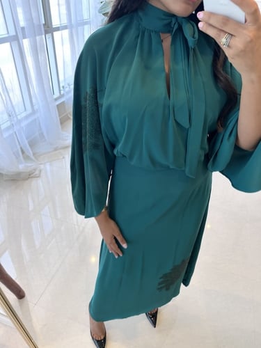 Green Dress with Rhinestone