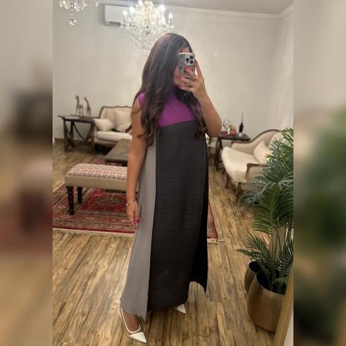 Bicolor Dress in Grey