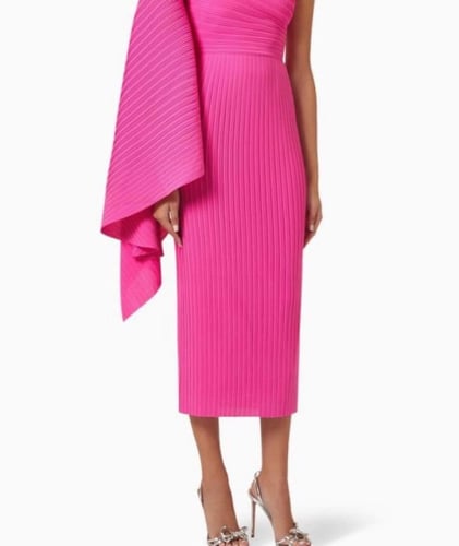 Off-shoulder Plisse Dress